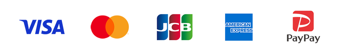 VISA、Mastercard、JCB、AmericanExpress、paypay